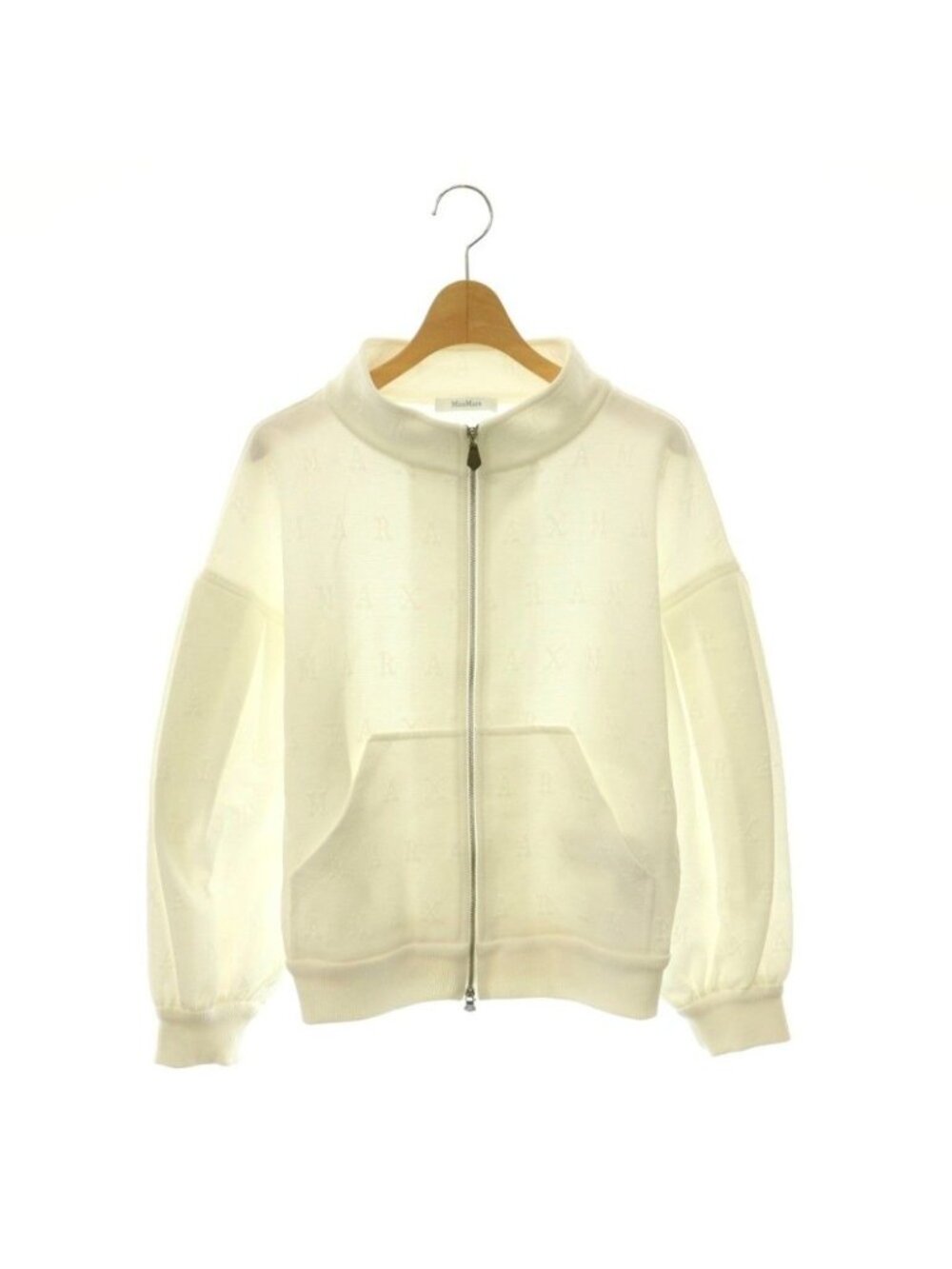Max Mara Gastone Full Logo Zip Jacket Jacquard White 34